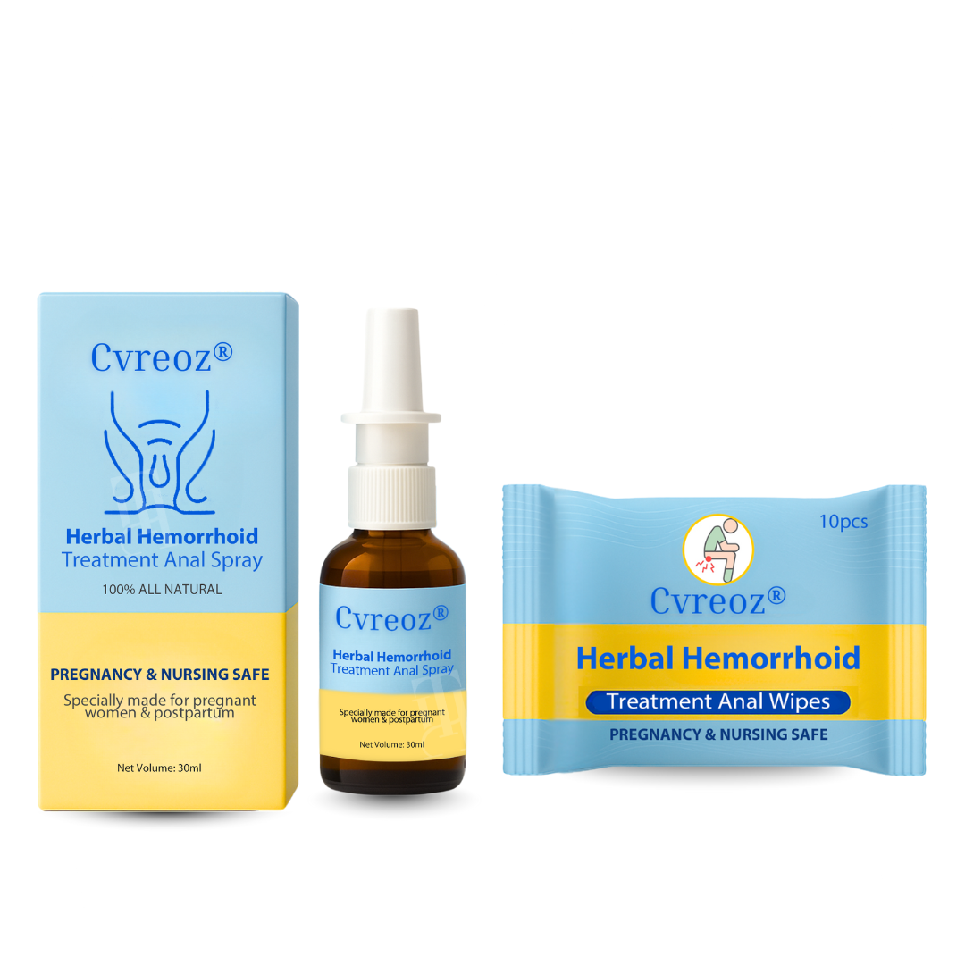 Combined Therapy :Cvreoz® Herbal Hemorrhoid Treatment Anal Spray + Wipes - Made for Pregnancy & Postpartum
