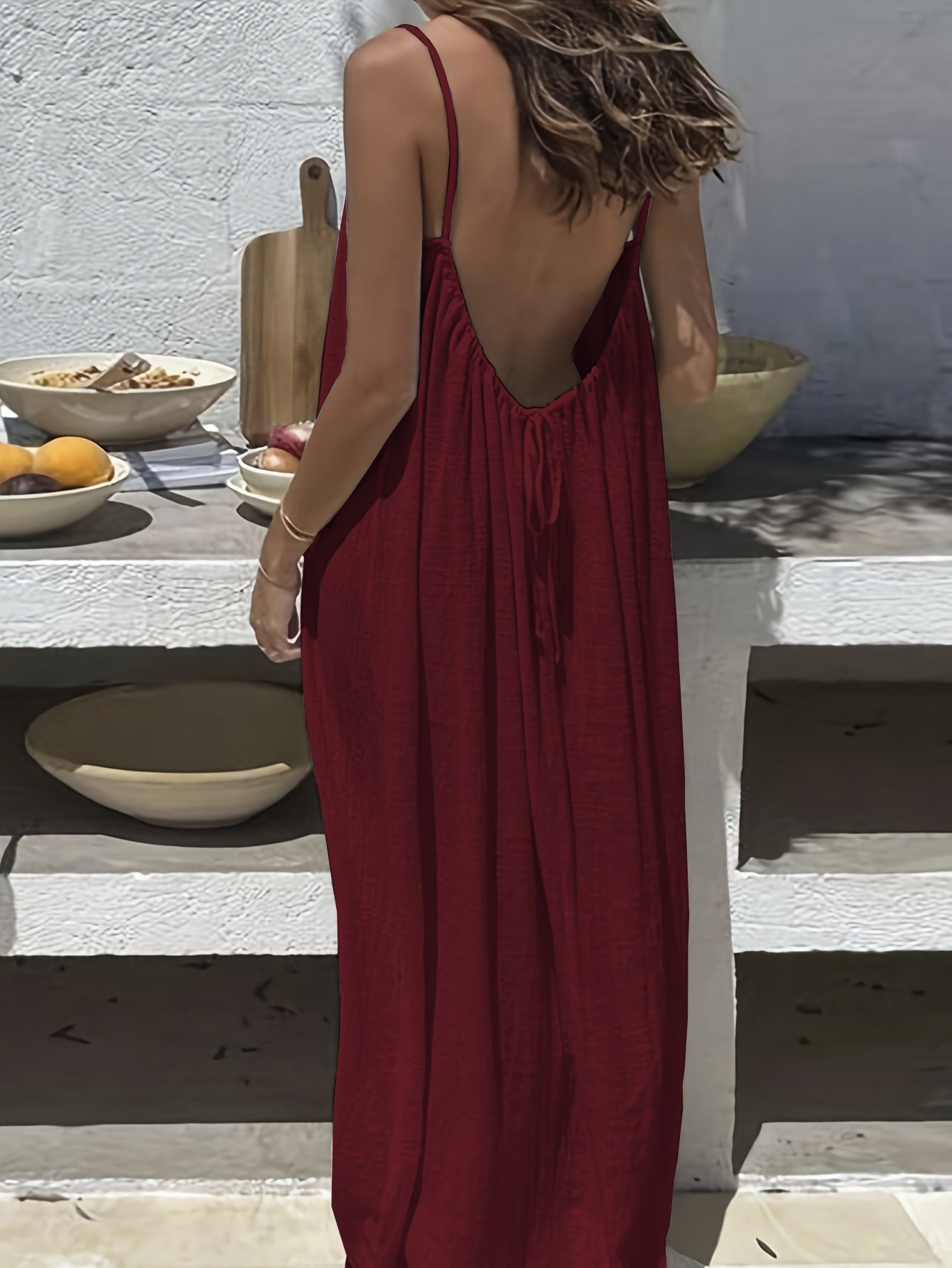🏖️Last day sale 50% OFF💕20K+ SOLD!⚡RZXEA™ Women‘s Casual Backless Spaghetti Strap Maxi Dress🌟🌊