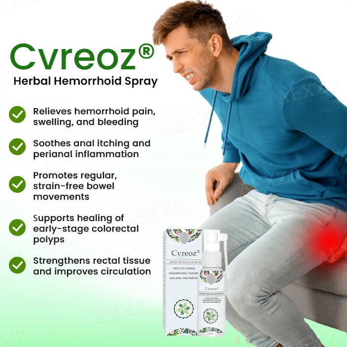 Cvreoz® Herbal Hemorrhoid Spray - Eliminates Pain, Burning, and Swelling in Just 48 Hours