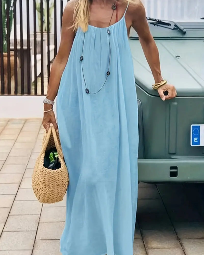 🏖️Last day sale 50% OFF💕20K+ SOLD!⚡RZXEA™ Women‘s Casual Backless Spaghetti Strap Maxi Dress🌟🌊