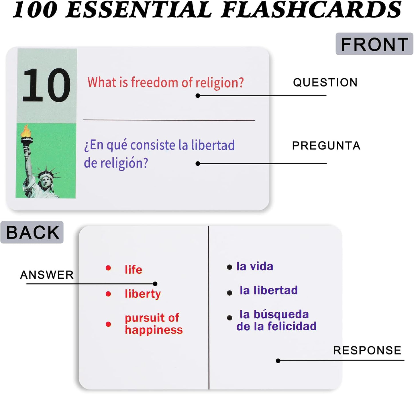 AEXZR® U.S. Civics Test Flash Cards