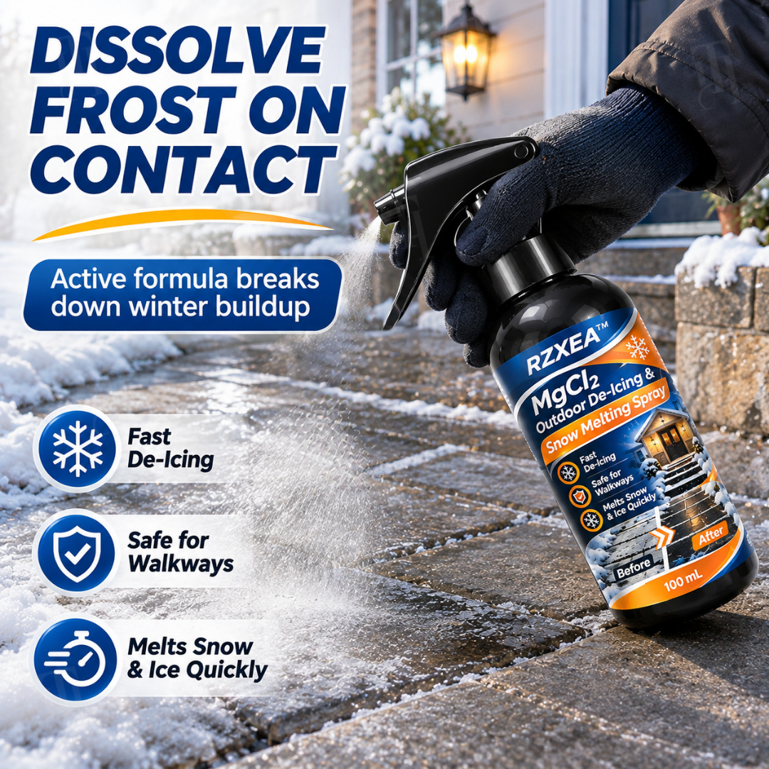 🏆 Official Store | RZXEA™ MgCl₂ Outdoor De-Icing & Snow Melting Spray