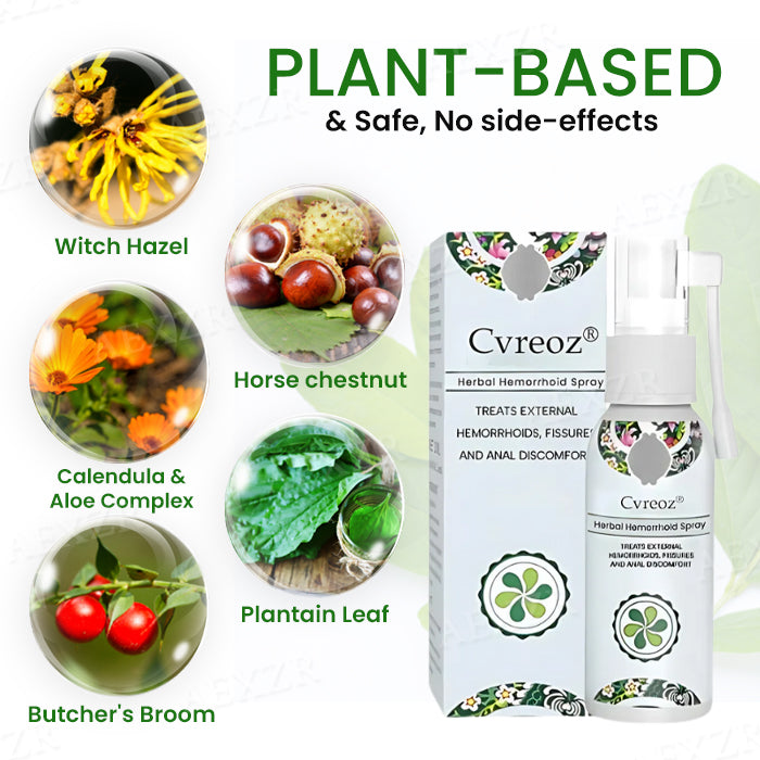 Cvreoz® Herbal Hemorrhoid Spray - Eliminates Pain, Burning, and Swelling in Just 48 Hours