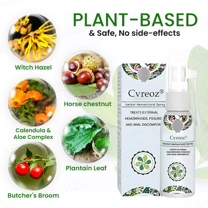 Cvreoz® Herbal Hemorrhoid Spray - Eliminates Pain, Burning, and Swelling in Just 48 Hours