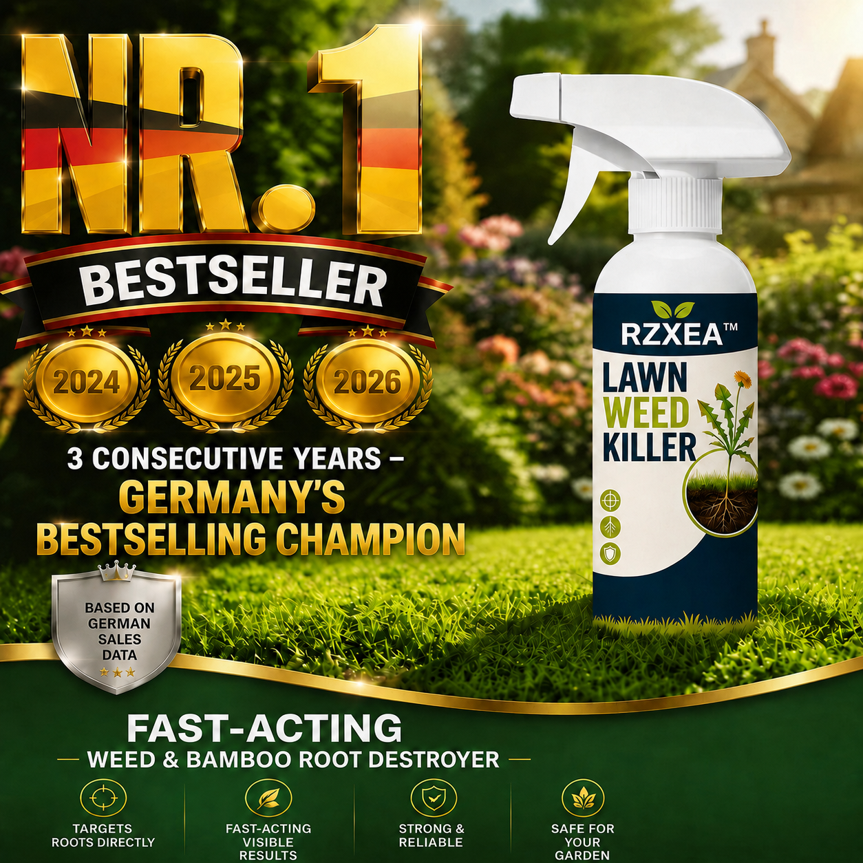🏆 Official Store | RZXEA™ Fast-Acting Natural lawn Weed & Grass Killer Spray
