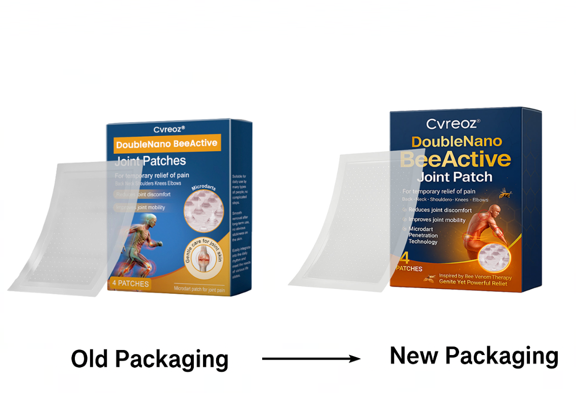 ✅⭐Official Store: Cvreoz® DoubleNano BeeActive Joint Patch –🐝 🦵Relief for Shoulder, Neck, Back & Knee Pain in 10 Minutes!