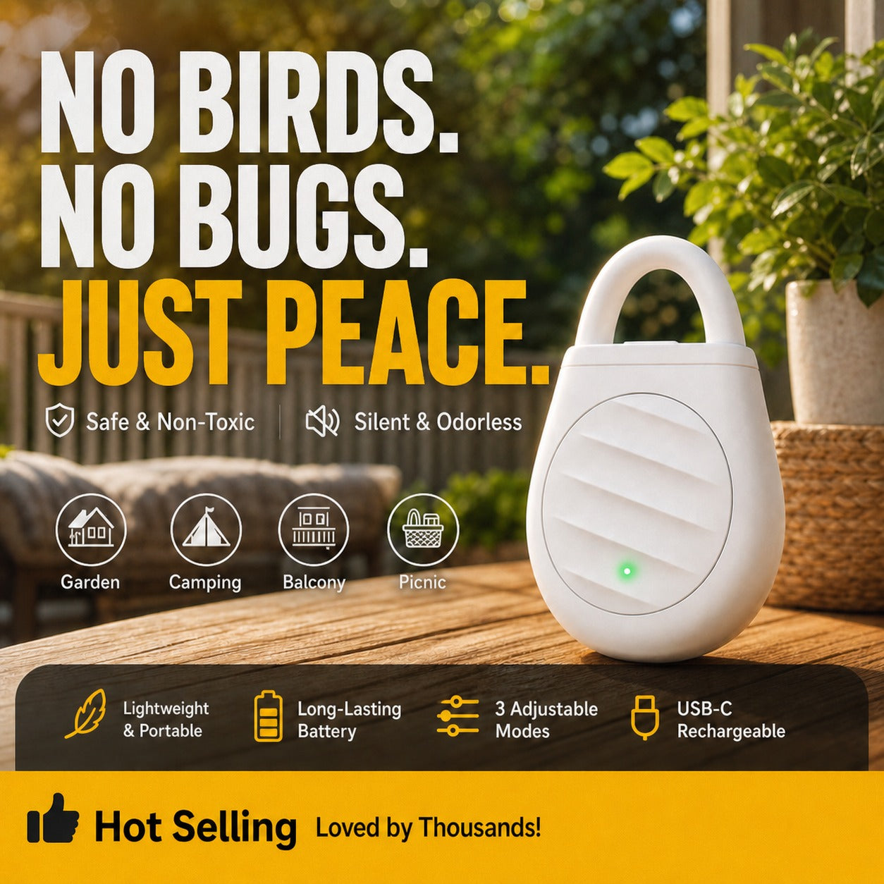 🔥Limited time: Buy 3 get 2 free!🐦 RZXEA™ Portable Ultrasonic Bird Repellent Keychain