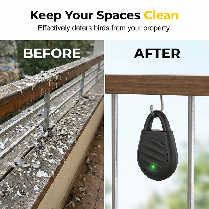 🔥Limited time: Buy 3 get 2 free!🐦 RZXEA™ Portable Ultrasonic Bird Repellent Keychain