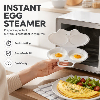 🥳2026 HOT SALE🥳💞50K+ SOLD! 🥗🎁 50% OFF + BUY 2 GET 1 FREE ! RZXEA™ Microwave Egg Poacher – From £4.99! Dual‑cavity, non‑stick & easy clean. Healthier than frying – stock up & save! 🏠✅
