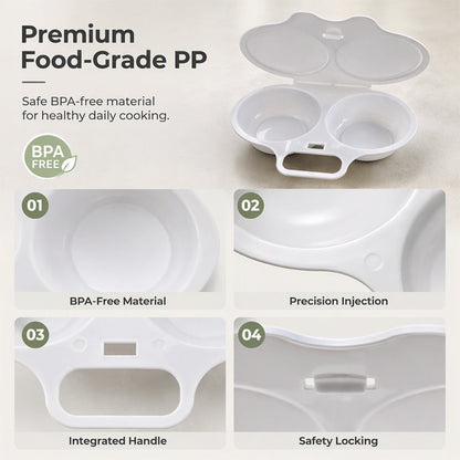 🥳2026 HOT SALE🥳💞50K+ SOLD! 🥗🎁 50% OFF + BUY 2 GET 1 FREE ! RZXEA™ Microwave Egg Poacher – From £4.99! Dual‑cavity, non‑stick & easy clean. Healthier than frying – stock up & save! 🏠✅
