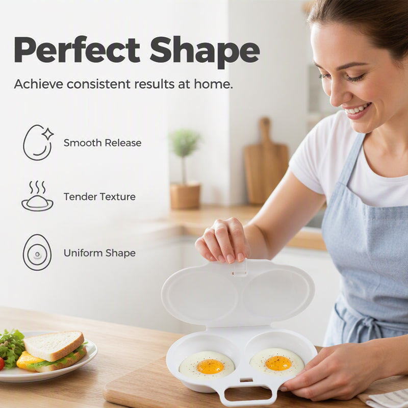 🥳2026 HOT SALE🥳💞50K+ SOLD! 🥗🎁 50% OFF + BUY 2 GET 1 FREE ! RZXEA™ Microwave Egg Poacher – From £4.99! Dual‑cavity, non‑stick & easy clean. Healthier than frying – stock up & save! 🏠✅